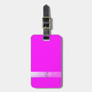 Etiqueta Para Maletas Monograma fluorescente rosa