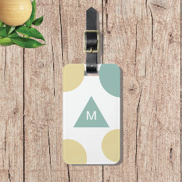 Etiqueta Para Maletas Monograma geométrico moderno amarillo azul