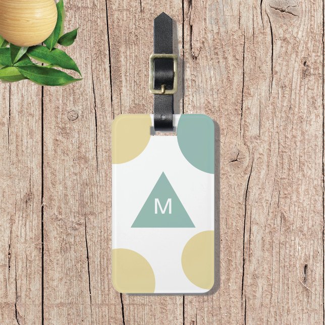 Etiqueta Para Maletas Monograma geométrico moderno amarillo azul (Subido por el creador)
