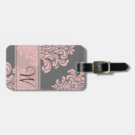 Etiqueta Para Maletas Monograma Girly Damask