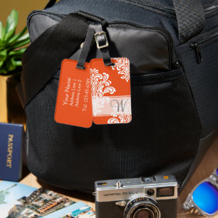 Etiqueta Para Maletas Monograma Girly Damask