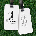 Etiqueta Para Maletas Monograma Golfer personalizado<br><div class="desc">Este diseño cuenta con un balancín de golf en un club y tiene dos campos de texto que se pueden usar para personalizarlo,  tal vez con un nombre y un equipo de golf o club.</div>