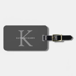 Etiqueta Para Maletas Monograma gris clásico personalizado