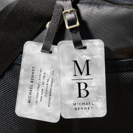 Etiqueta Para Maletas Monograma Gris Elegante