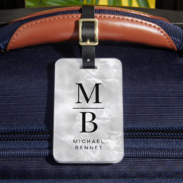 Etiqueta Para Maletas Monograma gris elegante