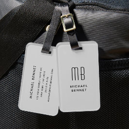 Etiqueta Para Maletas Monograma Gris Moderno