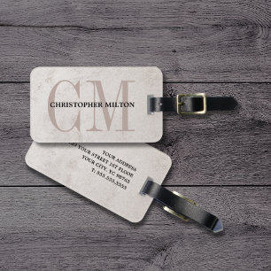 Etiqueta Para Maletas Monograma Guay Beige Black Bold