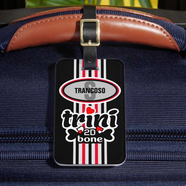 Etiqueta Para Maletas Monograma inicial editable para el hueso (Anverso In situ 2)