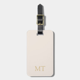 Etiqueta Para Maletas Monograma inicial Minimalista de oro Beige moderno