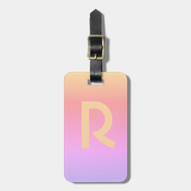 Etiqueta Para Maletas Monograma Letra inicial de estilo rosado moderno (Frente Vertical)