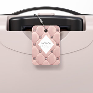 Etiqueta Para Maletas Monograma lujoso Rosa dorado
