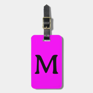 Etiqueta Para Maletas Monograma Magenta Nombre Personalizado Color Rosa
