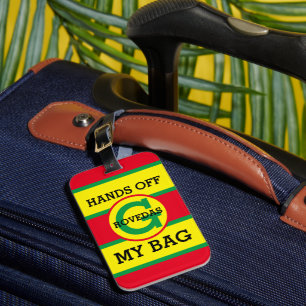 Etiqueta Para Maletas Monograma Manos Fuera de Mi Bolsa Texto en Rojo Am