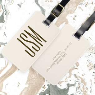 Etiqueta Para Maletas Monograma, marca o nombre comercial Marrón blanc