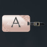 Etiqueta Para Maletas Monograma metalizado cepillado oro color de rosa<br><div class="desc">Oro color de rosa - nombre cepillado rosa del monograma del purpurina del Relieve metalizado metalizado y de la chispa de Rubor y etiqueta inicial del equipaje para una ducha nupcial, casando luna de miel o al fiesta de Bachelorette. Esta etiqueta del bolso es perfecta para de nuevo a la...</div>