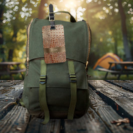 Etiqueta Para Maletas Monograma Metalizado de cobre de cuero marfil rojo