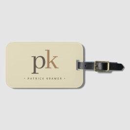 Etiqueta Para Maletas Monograma Minimalista de dos tonos de caqui claro