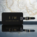Etiqueta Para Maletas Monograma Minimalista de oro negro clásico<br><div class="desc">Aumente su experiencia de viaje con nuestro clásico elegante y moderno Monograma Minimalista Etiqueta para el equipaje. Este accesorio de diseño meticuloso combina a la perfección la elegancia atemporal con el minimalismo contemporáneo, asegurando que su equipaje se destaque con la sofisticación. Diseñada con precisión y atención a los detalles, esta...</div>