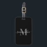 Etiqueta Para Maletas Monograma Minimalista negro<br><div class="desc">Monograma Minimalista negro</div>
