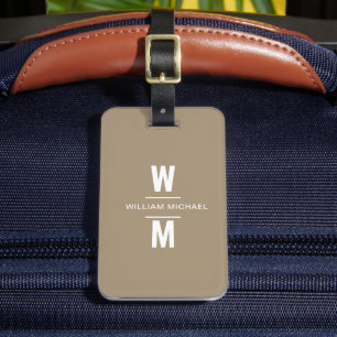 Etiqueta Para Maletas Monograma mínimo simple y moderno personalizado ma