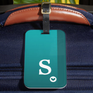 Etiqueta Para Maletas Monograma Moda moderna y simple corazón verde gira