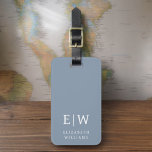 Etiqueta Para Maletas Monograma moderno azul turbio Minimalista<br><div class="desc">Aumente su experiencia de viaje con nuestro clásico elegante y moderno Monograma Minimalista Etiqueta para el equipaje. Este accesorio de diseño meticuloso combina a la perfección la elegancia atemporal con el minimalismo contemporáneo, asegurando que su equipaje se destaque con la sofisticación. Diseñada con precisión y atención a los detalles, esta...</div>