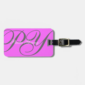 Etiqueta Para Maletas Monograma moderno de encargo 2 (rosa)