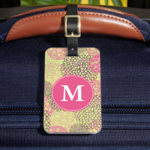 Etiqueta Para Maletas Monograma moderno de patrón floral de moda
