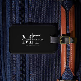 Etiqueta Para Maletas Monograma moderno de tipografía negro