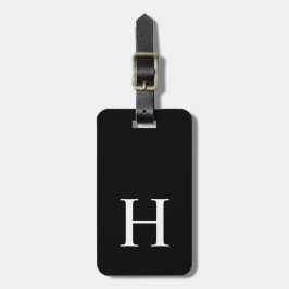 Etiqueta Para Maletas Monograma moderno elegante en blanco y negro