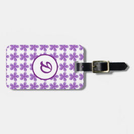 Etiqueta Para Maletas monograma moderno floral púrpura simple y elegante
