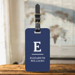 Etiqueta Para Maletas Monograma moderno mínimo azul marino<br><div class="desc">Aumente su experiencia de viaje con nuestro clásico elegante y moderno Monograma Minimalista Etiqueta para el equipaje. Este accesorio de diseño meticuloso combina a la perfección la elegancia atemporal con el minimalismo contemporáneo, asegurando que su equipaje se destaque con la sofisticación. Diseñada con precisión y atención a los detalles, esta...</div>