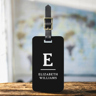 Etiqueta Para Maletas Monograma moderno mínimo blanco negro