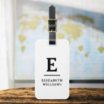 Etiqueta Para Maletas Monograma moderno mínimo blanco negro<br><div class="desc">Aumente su experiencia de viaje con nuestro clásico elegante y moderno Monograma Minimalista Etiqueta para el equipaje. Este accesorio de diseño meticuloso combina a la perfección la elegancia atemporal con el minimalismo contemporáneo, asegurando que su equipaje se destaque con la sofisticación. Diseñada con precisión y atención a los detalles, esta...</div>