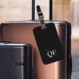 Etiqueta Para Maletas Monograma moderno negro y blanco