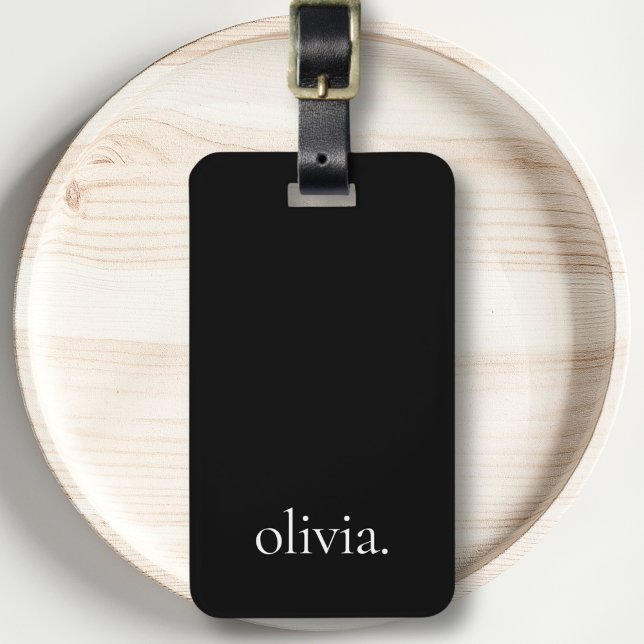 Etiqueta Para Maletas Monograma moderno negro y blanco simple (Subido por el creador)