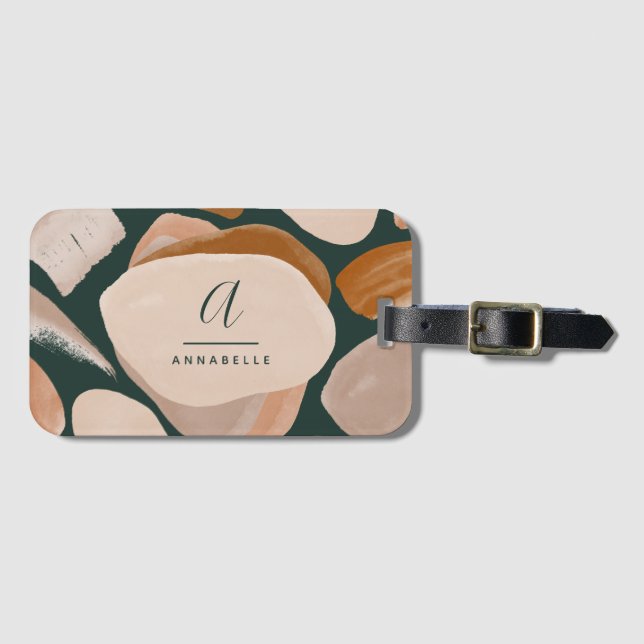 Etiqueta Para Maletas Monograma moderno óxido verde abstracto moda elega (Anverso horizontal)