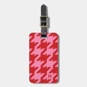 Etiqueta Para Maletas Monograma moderno rojo y rosado de houndstap
