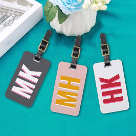 Etiqueta Para Maletas Monograma moderno rojo y sombra rosa Fiesta de via