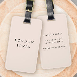 Etiqueta Para Maletas Monograma moderno Rubor rosa simple personalizado