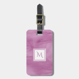 Etiqueta Para Maletas Monograma moderno simple de mármol morado sutil