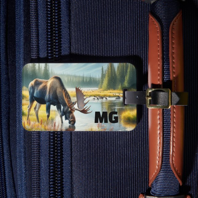 Etiqueta Para Maletas Monograma Moose Mens Travel (Anverso In situ 4)
