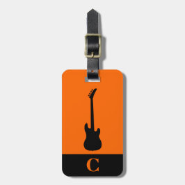 Etiqueta Para Maletas Monograma Música de viaje Naranja de guitarra de b