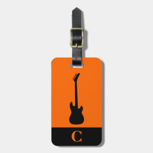 Etiqueta Para Maletas Monograma Música de viaje Naranja de guitarra elec