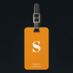 Etiqueta Para Maletas Monograma Naranja Tangerina Nombre máquina de escr<br><div class="desc">Audaz Naranja Tangerino Monograma Nombre Typewriter Elegante Etiqueta de equipaje para sus viajes y vacaciones,  personalizar esta elegante bolsa etiquetarlo con su propio monograma y nombre inicial.</div>