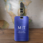 Etiqueta Para Maletas Monograma Navy Blue Brushed Metallic Elegant<br><div class="desc">Aumente su experiencia de viaje con nuestro clásico elegante y moderno Monograma Minimalista Etiqueta para el equipaje. Este accesorio de diseño meticuloso combina a la perfección la elegancia atemporal con el minimalismo contemporáneo, asegurando que su equipaje se destaque con la sofisticación. Diseñada con precisión y atención a los detalles, esta...</div>