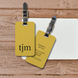 Etiqueta Para Maletas Monograma negrita amarillo dorado simple<br><div class="desc">Diseño sencillo y elegante de etiquetas de personalizable con fondo dorado,  monograma negro en negrita.</div>