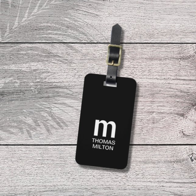 Etiqueta Para Maletas Monograma negrita blanco simple (Subido por el creador)