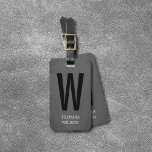 Etiqueta Para Maletas Monograma negrita negro gris de Guay<br><div class="desc">Diseño de etiquetas de equipaje de personalizable completo Guay con fondo gris de textura y monograma negro negrita. Diseño moderno y elegante.</div>