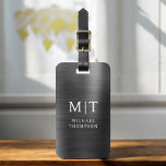 Etiqueta Para Maletas Monograma negro cepillado metálico elegante<br><div class="desc">Aumente su experiencia de viaje con nuestro clásico elegante y moderno Monograma Minimalista Etiqueta para el equipaje. Este accesorio de diseño meticuloso combina a la perfección la elegancia atemporal con el minimalismo contemporáneo, asegurando que su equipaje se destaque con la sofisticación. Diseñada con precisión y atención a los detalles, esta...</div>